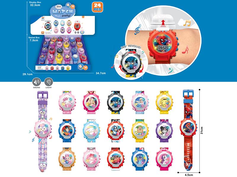 Rotating Electronic Watch With Light And Music 24pcs/Box