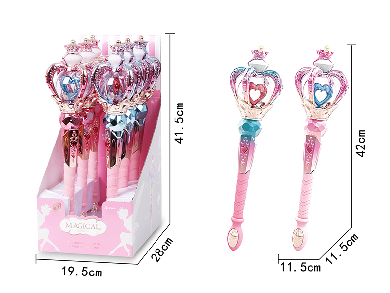 B/O Crown Magic Wand With Light And Music 6pcs