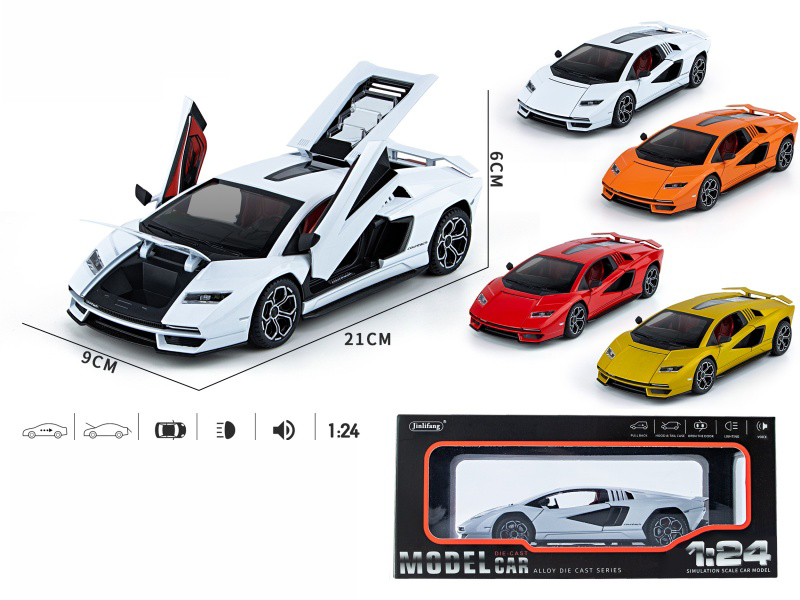1:24 Lamborghini 800 Streetcar Version Pull Back Alloy 4-Door Car Model With Sound And Light