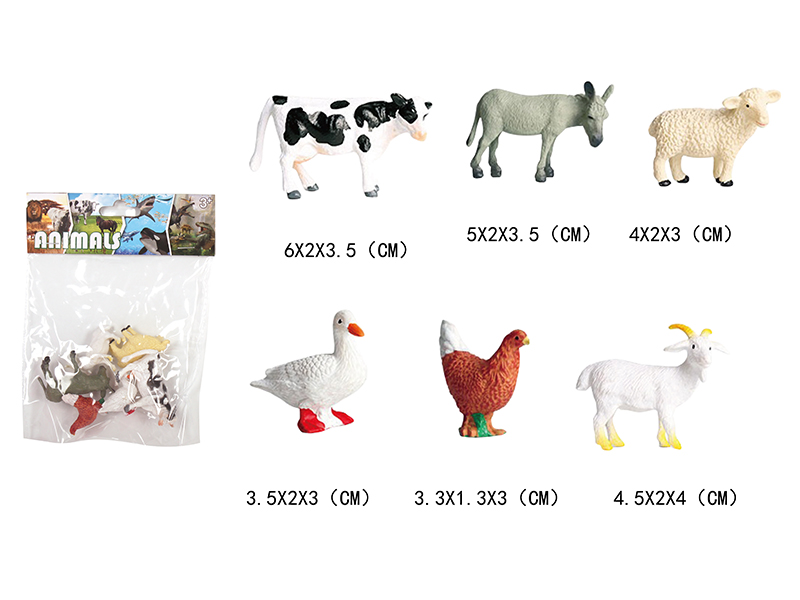 Solid Mini Pet Farm Animal Set 6pcs