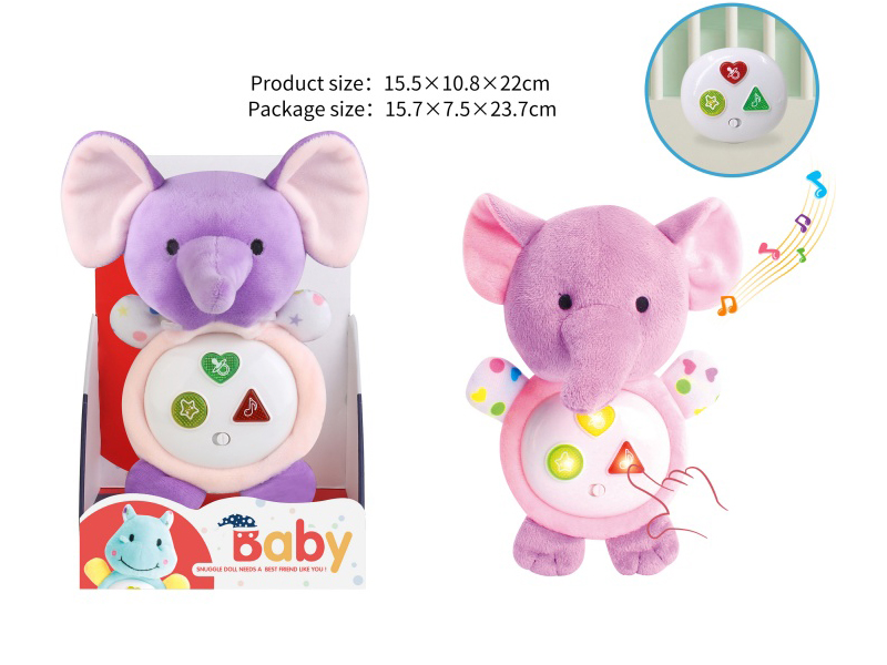Plush Soothe Elephant With Light And Music