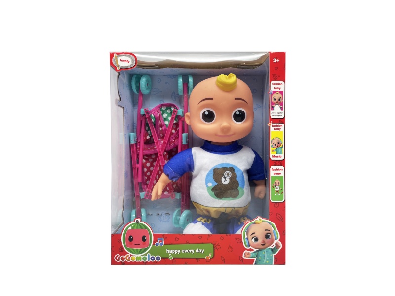 22 Inch B/O Solid Cocomelon JJ Boy Doll With Stroller Toy
