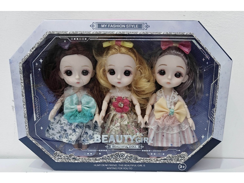 6-Inch Joint Dress Doll 3-Person Window Box