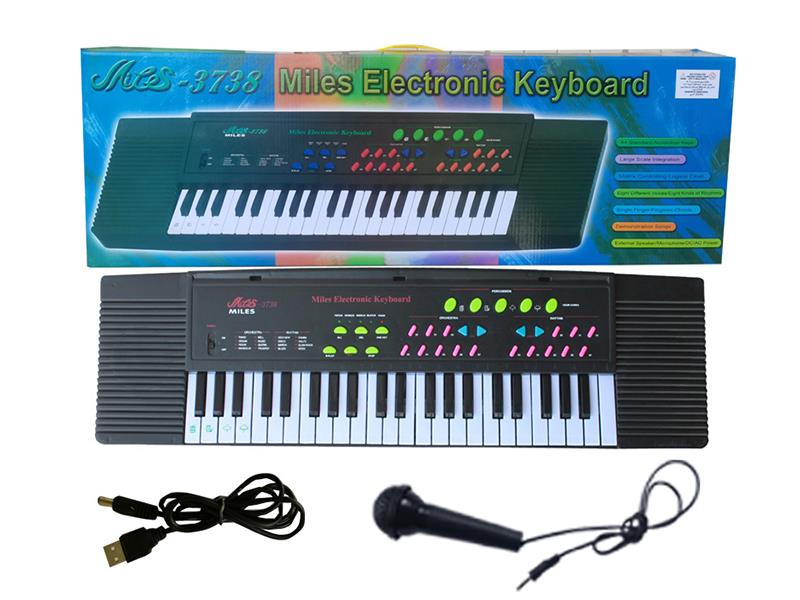 44 Keys Single Speaker Electronic Organ(Black/With USB Cable/Microphone)