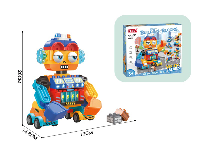 Big Eyes Bucket Robot Building Blocks 88pcs