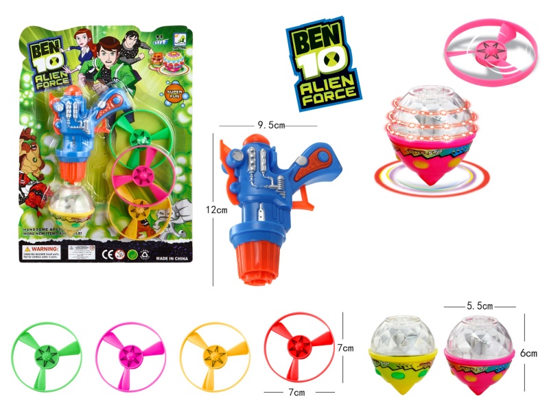 Windup Top Toy With Light Plus Spin Combination