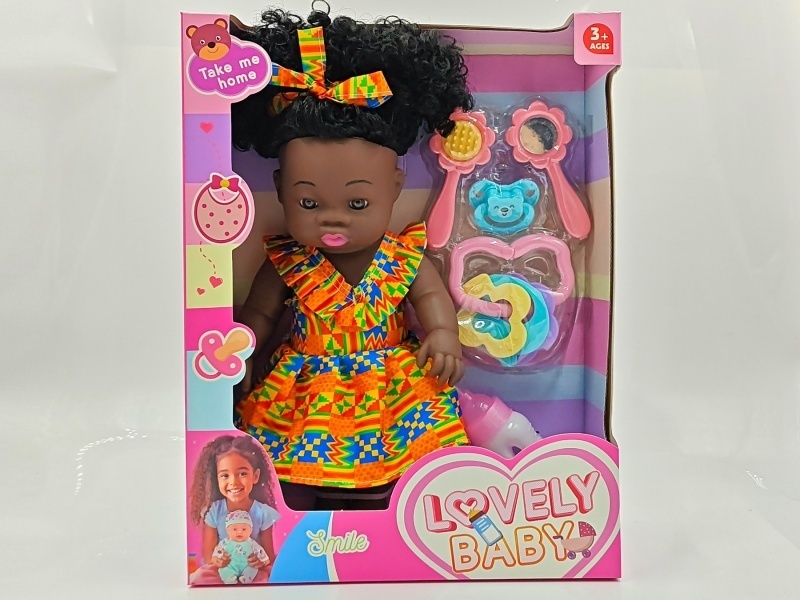 Vinyl black doll, newborn doll, 14-inch doll, simulation doll