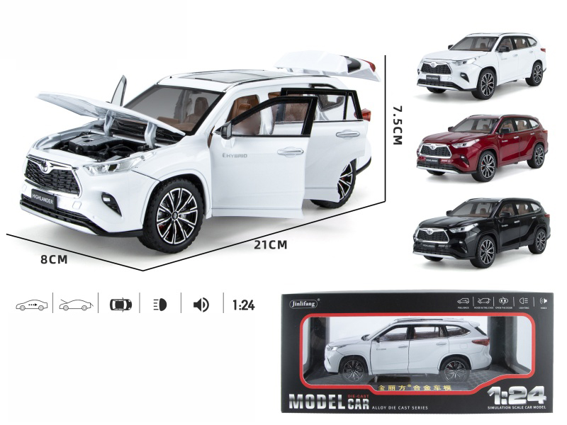 1:24 Highlander Streetcar Version Pull Back Alloy Six-Door Car Model With Sound And Light