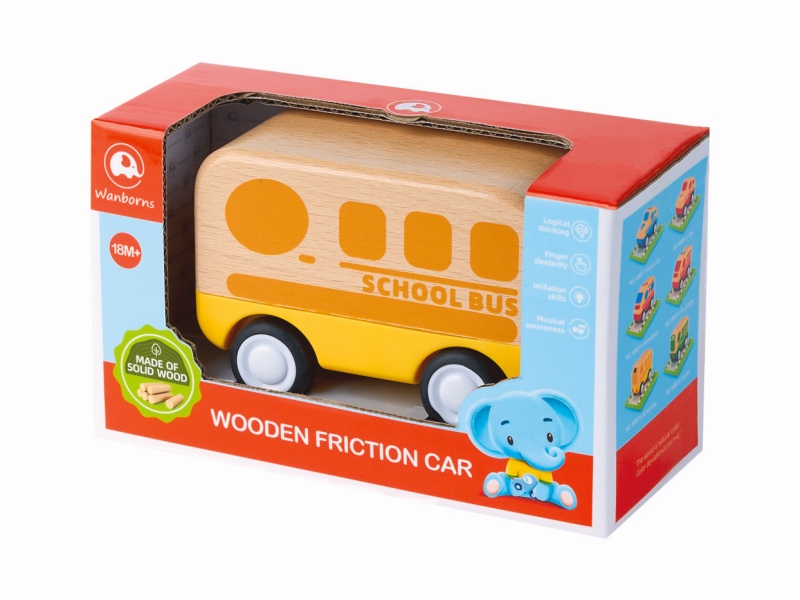 Wooden Mini School Bus With Music And Lights