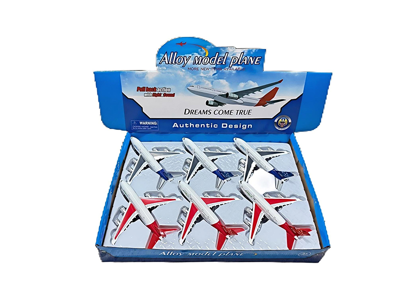 A380 Alloy Pull Back Aircraft With Lights And Music 6PCS