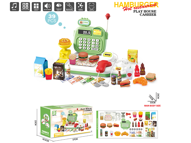 Cash Register Burger Shop Play Set 39pcs