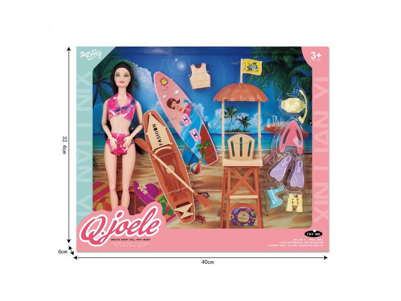 Joel 11.5-Inch Articulated Doll Swimsuit And Beach Set