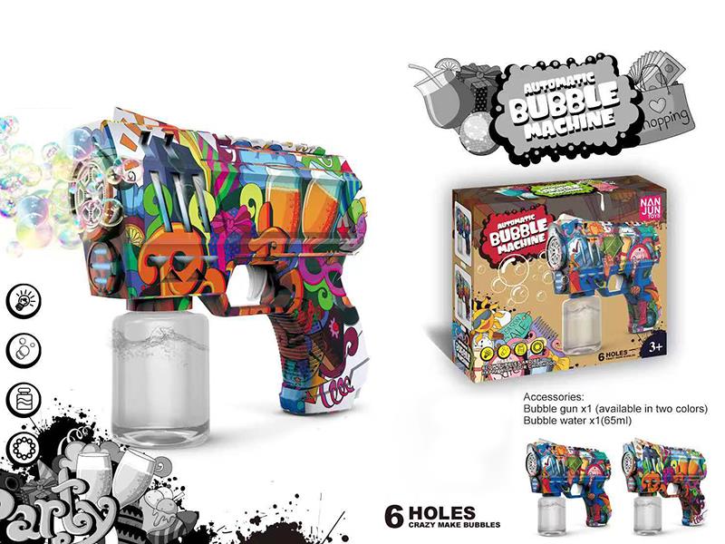 6 Holes Graffiti Space Bubble Gun(1*65ML Bubble Water)