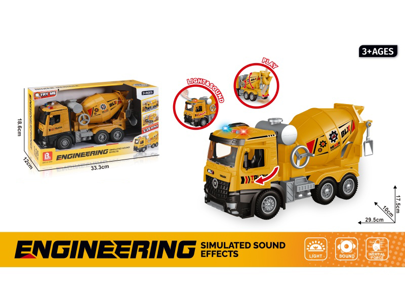 1:16 Sound And Light Inertial Openable Mixer Truck (Package 3*Ag13)