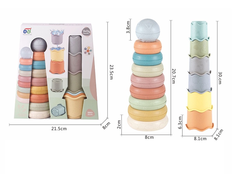 Straw Round Jenga Set