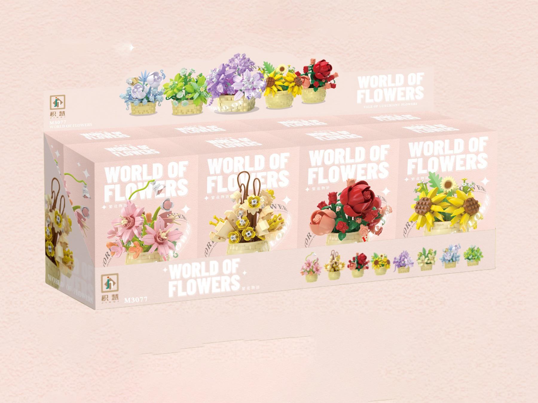 Building Blocks: Eight Types Of Flower Plus Display Boxes, 1361 Pcs