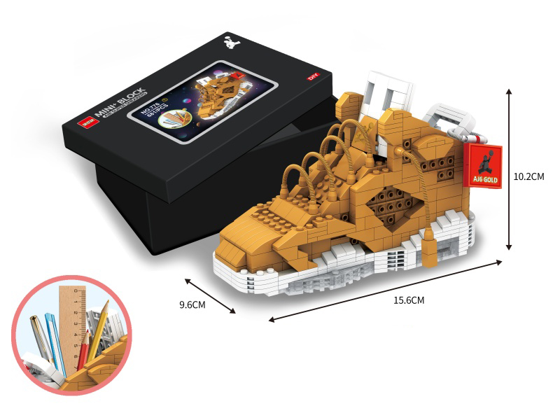 Mini Building Blocks Golden AJ6 Sneakers Pen Holder 681pcs