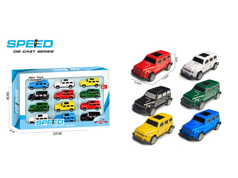 Pull Back Iron Off-Road Vehicles 12pcs