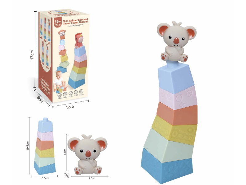 Soft Plastic Stacked Tower Finger Doll Set(Koala) 7pcs