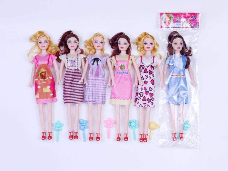 6 Mixed 11-Inch Hollow Fashion Dolls: With Hairpins And Shoes