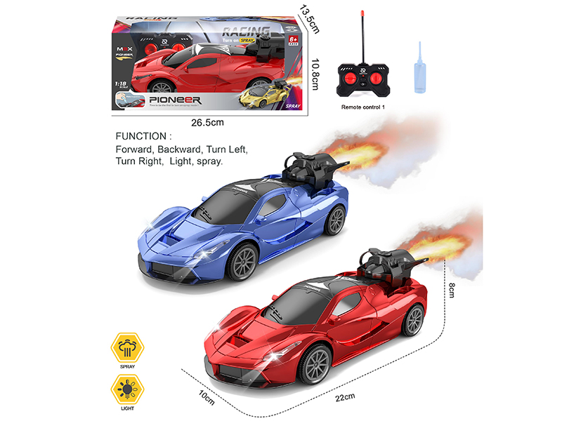 1:18 5CH Remote Control Lighting Spray Car