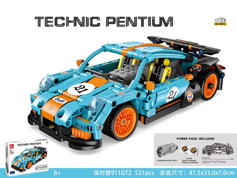 2.4G 4-Channel Remote Control Porsche 911GT2 Model Building Blocks(2WD)521pcs
