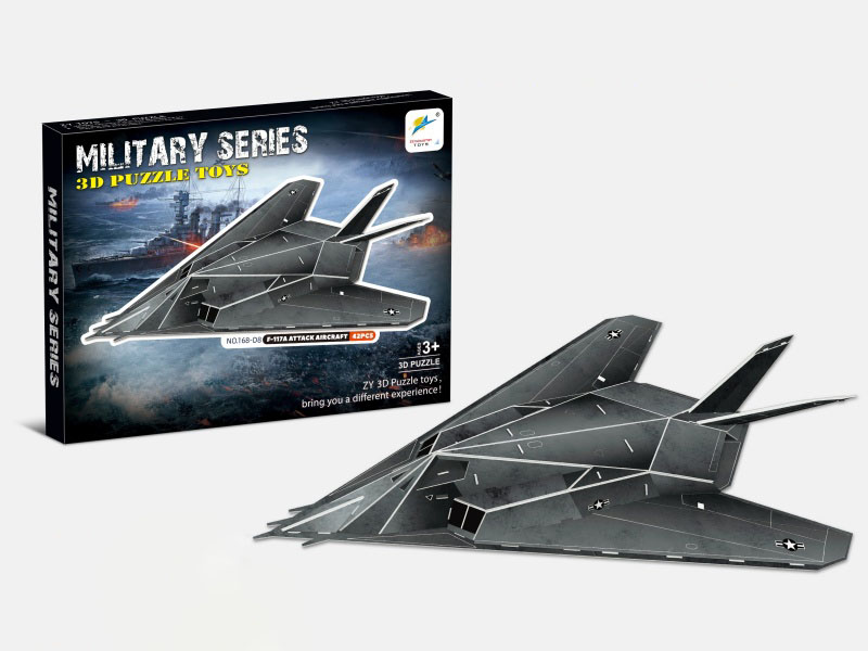 Three-Dimensional Jigsaw Puzzle Of F-117A Fighter Jet