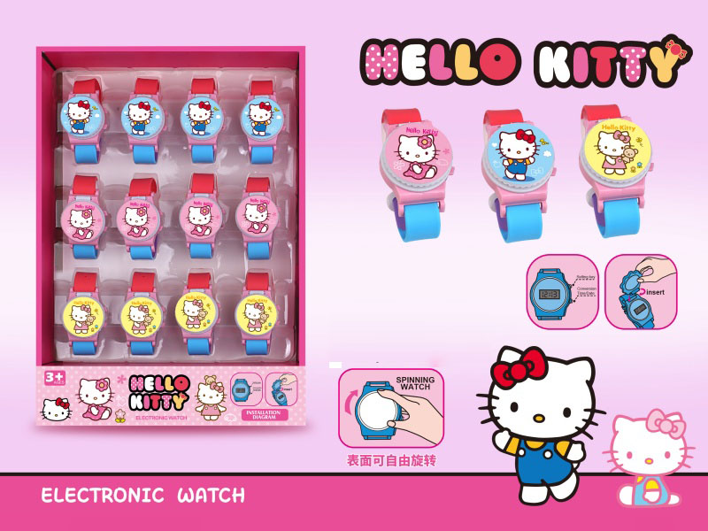 Hello Kitty Children'S Electronic Watch 12 Pieces (Flip Cover)