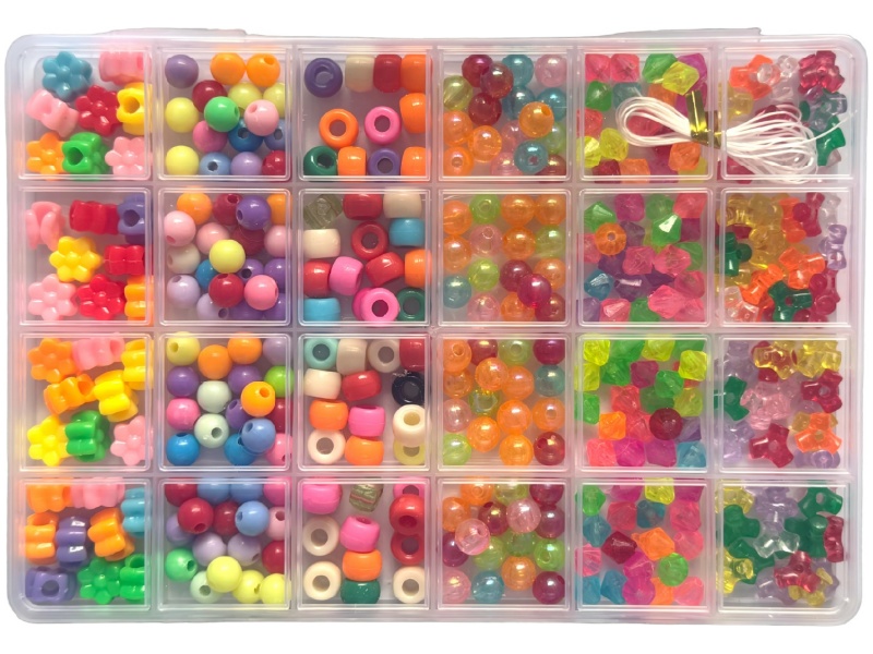 24-Grid Diy Beaded Box Dark Color Friendship Bracelet Making (With Beaded String