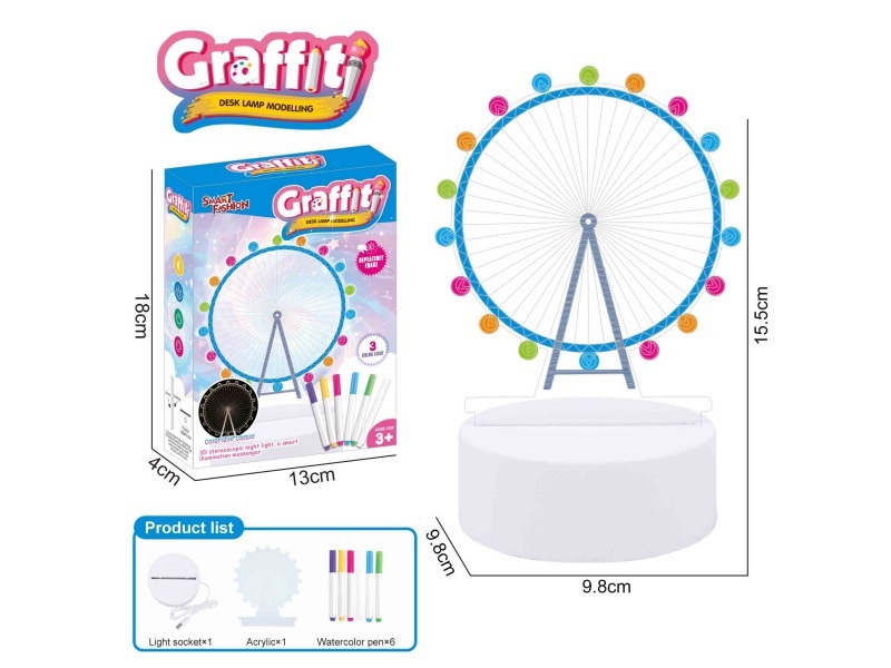 Diy Painted Night Light (Ferris Wheel, 6 Watercolor Pens)