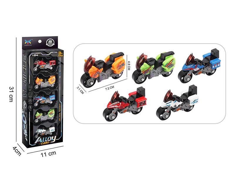 1:64 Alloy Slide Motorcycles 5pcs