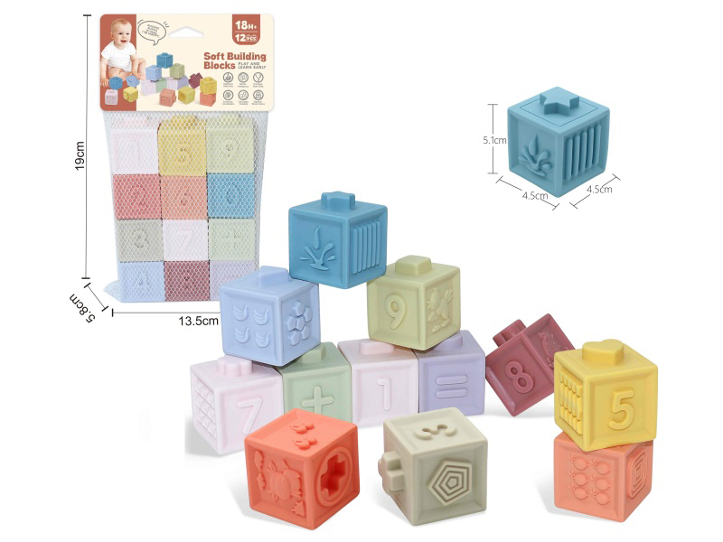 Animal & Numbers Soft Building Blocks 12pcs