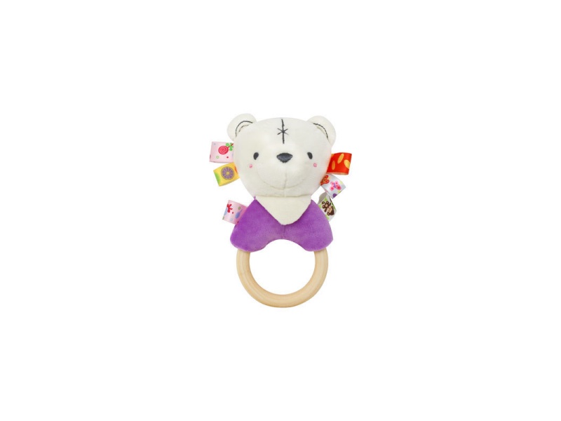 Bb Is Called The Purple Bear Baby Plush Wooden Ring Hand Bell