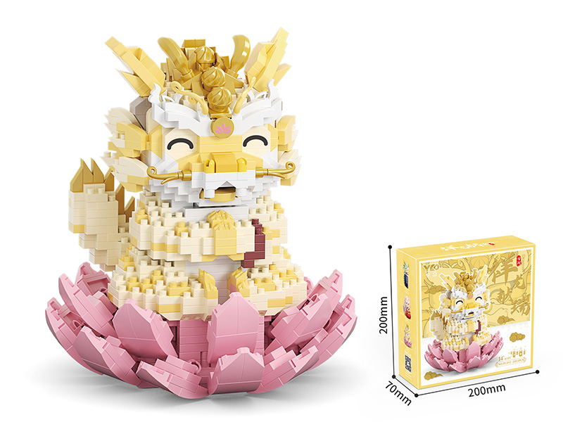 Sit In Meditation Golden Dragon Building Blocks 1423PCS