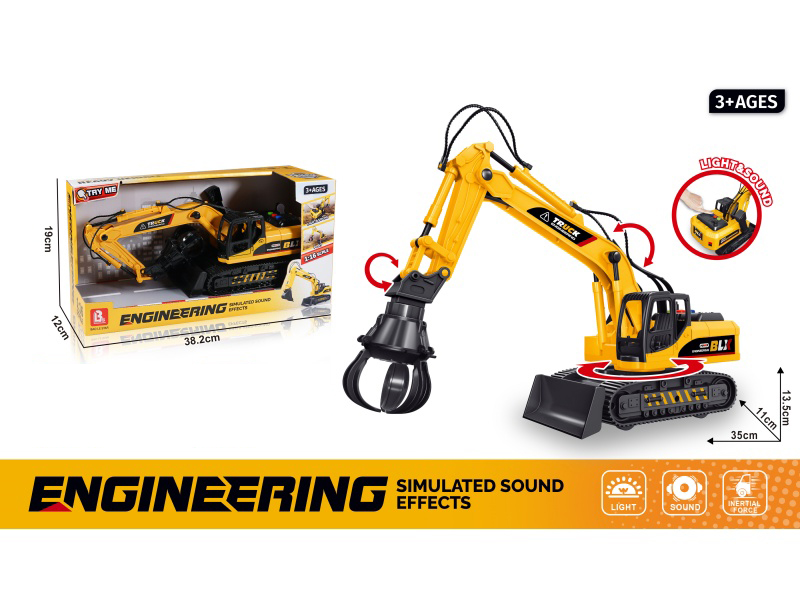 Sound And Light Inertial Engineering Vehicle - Stone Grabster (Package 3*Ag13)