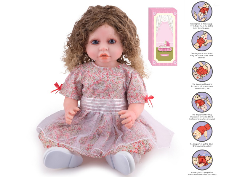 55cm Soft Plastic Reborn Doll(Wig Sheath) With Feeding-Bottle, Magnetic Pacifier, Diaper, Birth Card, With Gravity-Sensing Sound-Emitting Function