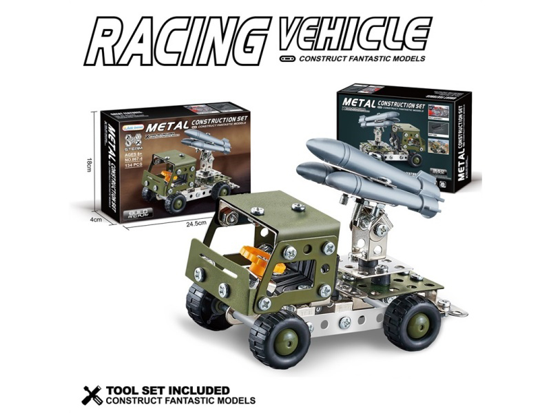 Diy Metal Assembly Building Block Military Transport Vehicle