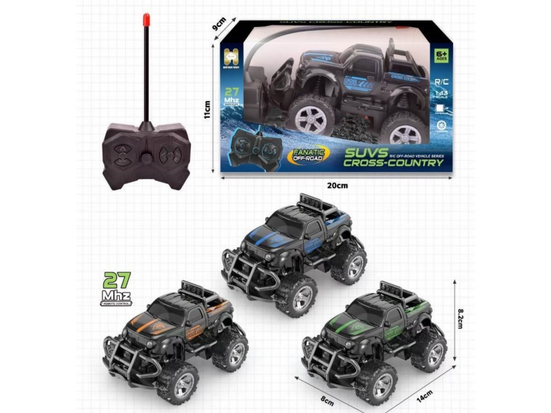 1:43 Four-Way Off-Road Black Skin Truck (Mixed In Orange, Blue And Green Colors, Without Battery Included)