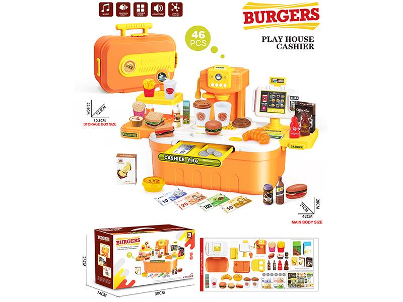 Burgers Shop Cashier Pretend Play Toy 46pcs