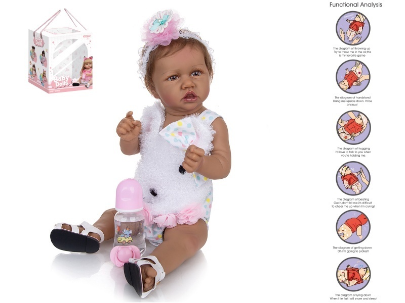 58Cm Reborn Doll, Highly Realistic Baby Doll (Realistic Fetal Hair), With A Bottle, Magnetic Pacifier, Diaper, Birth Card, Shoes, And Gravity Sensing Sound Function