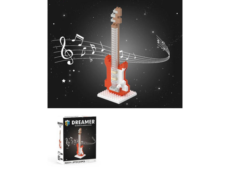 Red Electric Guitar 118 PCS In The Musical Instrument Series Building Blocks