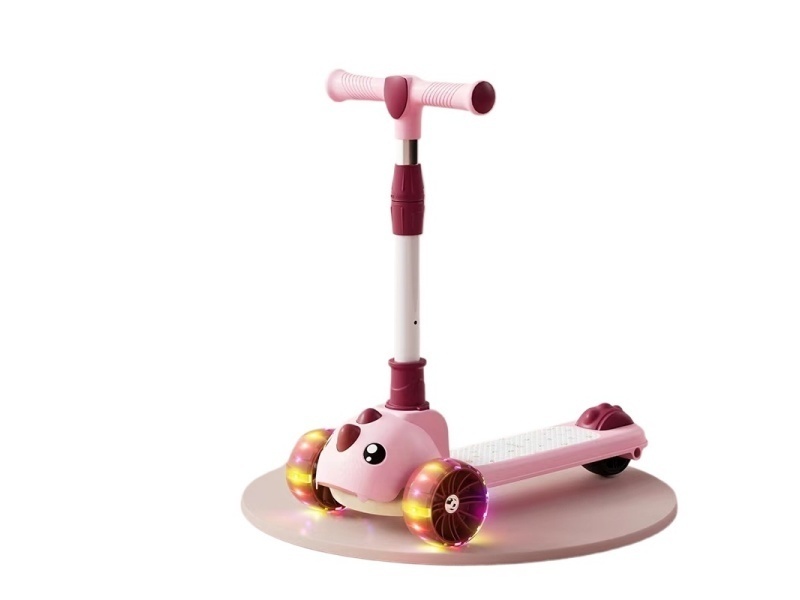 Children'S Scooter, One-Click Folding, Enlarged Hummer Flashing Wheels With Music And Lights