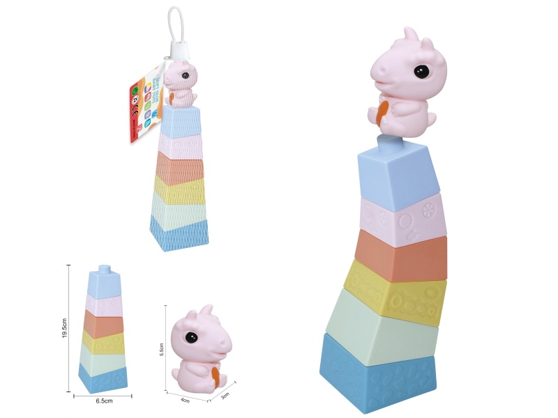 Soft Plastic Stacked Tower Finger Doll Set(Dinosaur) 7pcs