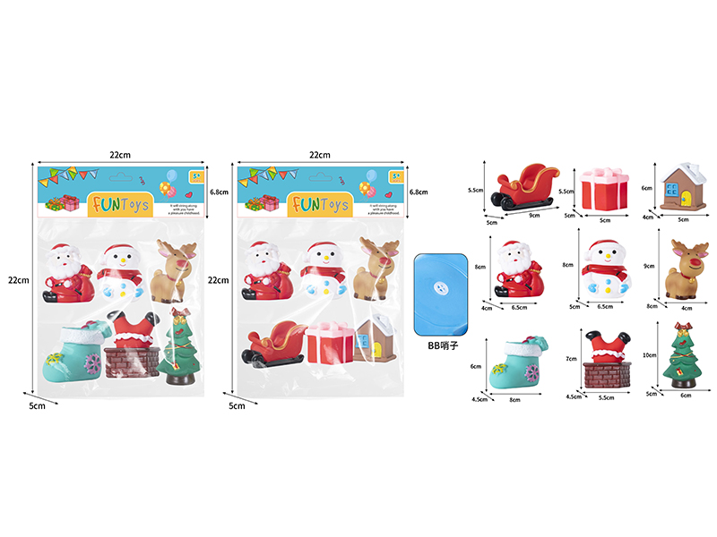 Vinyl Christmas Toys With Whistle 6PCS