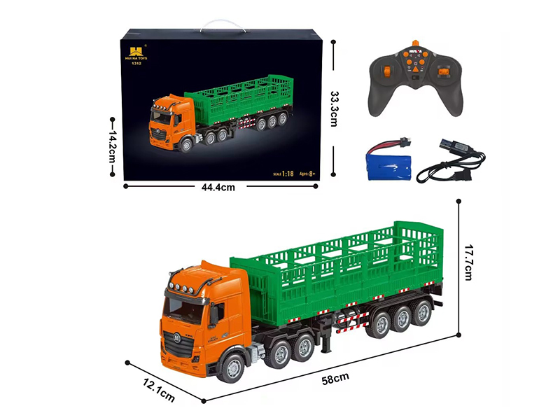 1:18 9-Channel Semi-Alloy Remote-Control Fence Cargo Truck