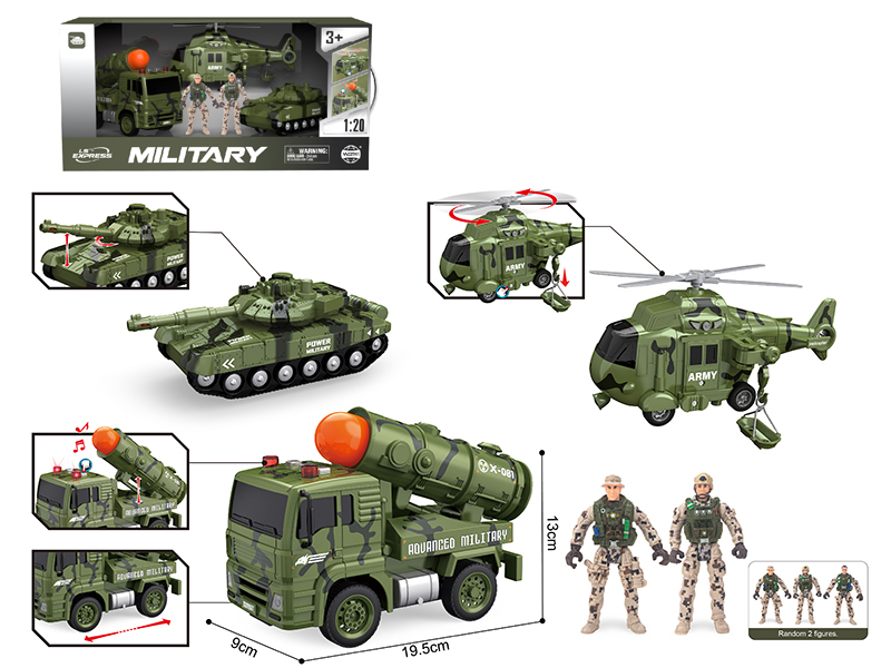 1:20 Friction Military Vehicle Set(Sound & Lights)