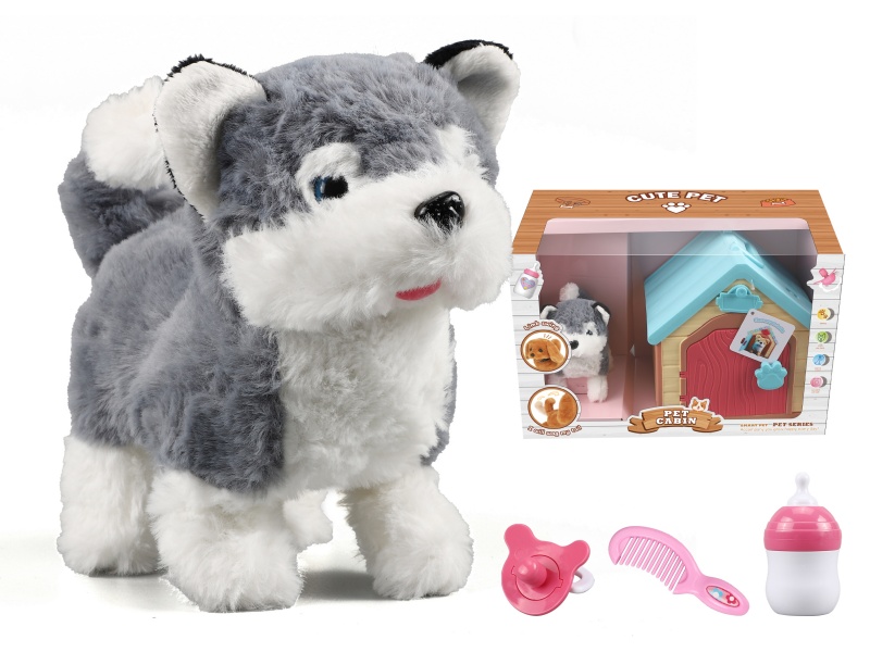 Electric Plush Dog With Pet Cabin