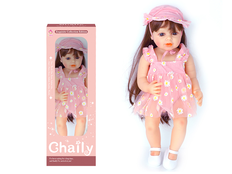 55CM Soft Glue Reborn Baby Doll(Machine Hair Transplant)With Diaper, Birth Card, Hat