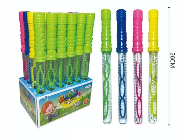 Spiral Handle Bubble Sticks (26Cm, 4-Color Mixed Pack) 24 PCS