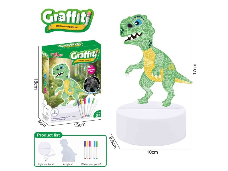 Diy Painted Night Light (Dinosaur, 6 Watercolor Pens)